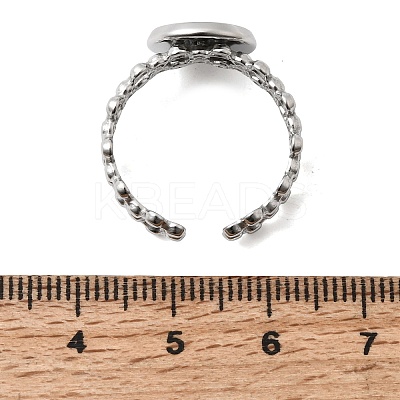 Hollow Flower 304 Stainless Steel Cuff Ring Components STAS-P454-03B-P-1