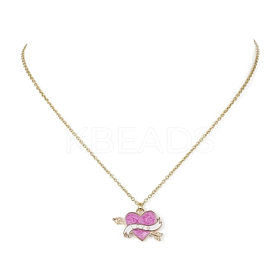 5Pcs 5 Color One Arrow Through the Heart Alloy Enamel Pendant Necklaces Set NJEW-JN04320-1