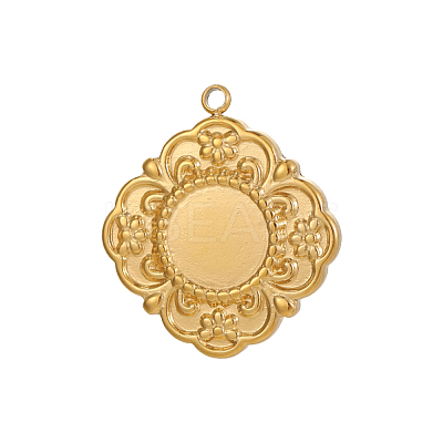 Flower 304 Stainless Steel Pendants Cabochon Settings STAS-OY007-09G-1