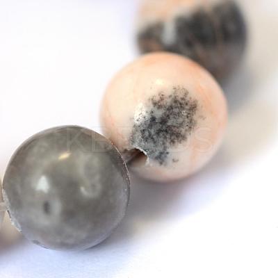 Natural Pink Zebra Jasper Round Bead Strands G-E334-8mm-11-1