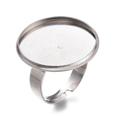 Tarnish Resistant Adjustable 304 Stainless Steel Finger Rings Components STAS-F149-18P-H-1