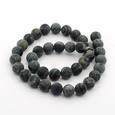 Frosted Natural Kambaba Jasper Beads Strands X-G-M272-13-8mm-1
