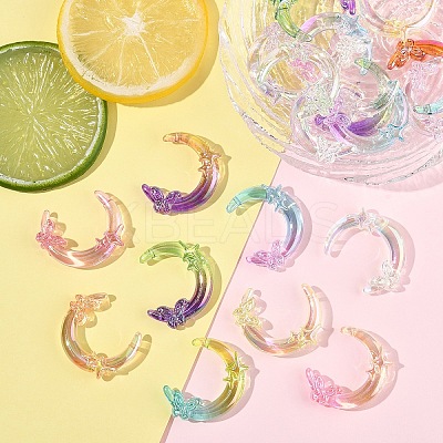 60Pcs 2 Styles Transparent & Opaque UV Plating Acrylic Beads PACR-YW0001-30-1