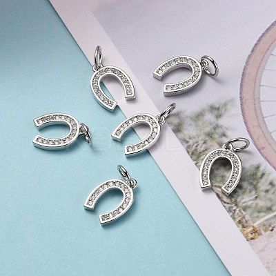 CZ Brass Micro Pave Cubic Zirconia Horse Shoe Charms ZIRC-L018-13P-1