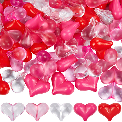 100Pcs 5 Colors Opaque & Transparent Acrylic Beads MACR-SC0001-78-1