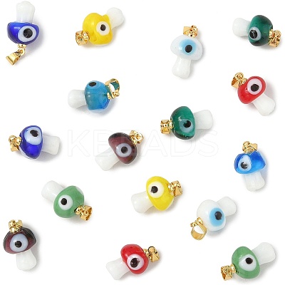 16Pcs 8 Colors Handmade Lampwork Pendants LAMP-FS0001-47-1