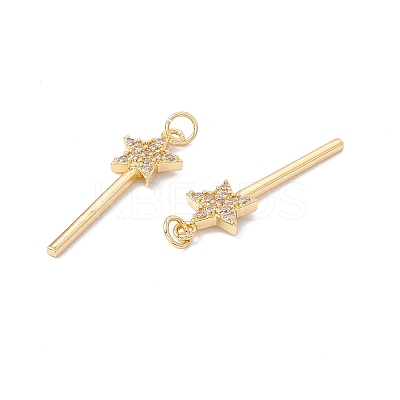 Rack Plating Brass Micro Pave Clear Cubic Zirconia Pendants X-ZIRC-C040-36G-1