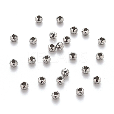 Tarnish Resistant 201 Stainless Steel Corrugated Beads STAS-S103-17A-P-1