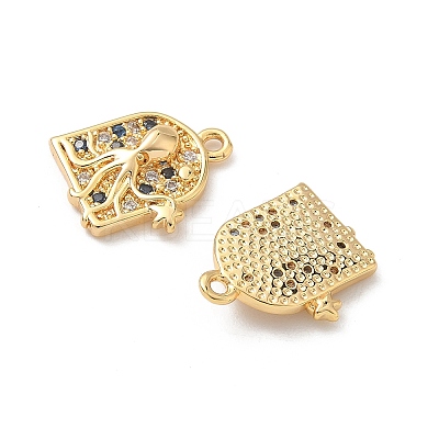 Brass Micro Pave Cubic Zirconia Charms KK-C099-01E-G-1