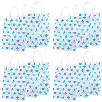 Kraft Paper Star Printed Bags with Handles ABAG-WH20013-08D-1