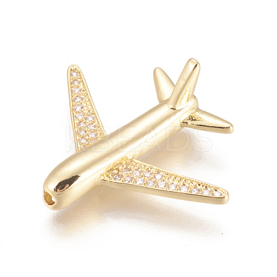 Brass Micro Pave Cubic Zirconia Airliner Beads X-ZIRC-L078-005G-NR-1