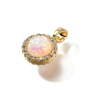 Brass Micro Pave Cubic Zirconia Pendants KK-K398-27G-01-1