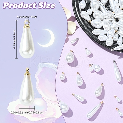 40Pcs 8 Styles ABS Plastic Pearl Pendants FIND-YW0012-01G-1