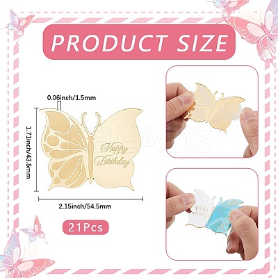 21Pcs Birthday Theme Mirror Effect Acrylic Birthday Cupcake Insert Card Decoration AJEW-SP0001-75-1