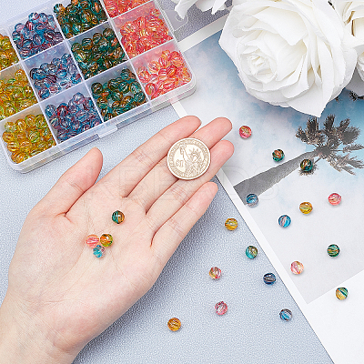 Two Tone Transparent Spray Painted Acrylic Corrugated Beads ACRP-FH0001-01-1