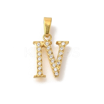 Ion Plating(IP) 304 Stainless Steel Micro Pave Cubic Zirconia Pendants STAS-H228-02G-04-1