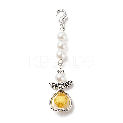 Acrylic Imitation Pearl Beaded Angel Pendant Decorations X1-HJEW-JM00741-1