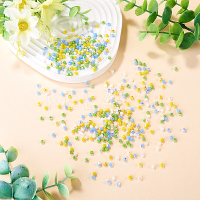 4 Strands 4 Colors AB Color Plated Opaque Glass Beads Strands GLAA-TADJ0001-20C-1