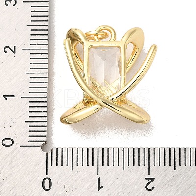Brass Micro Pave Clear Cubic Zirconia Pendants KK-R155-06G-1