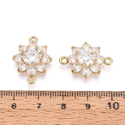 Brass Pave Clear Cubic Zirconia Connector Charms X-KK-N284-14G-1