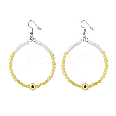 Resin Evil Eye & Acrylic Beaded Big Ring Dangle Earrings EJEW-JE04999-03-1