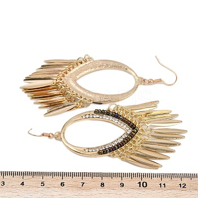 Brass Rhinestone Teardrop Tassel Chandelier Earrings LS-EJEW-U058-02G-1
