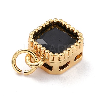 Real 18K Gold Plated Brass Inlaid Cubic Zirconia Charms ZIRC-L100-073G-03-1