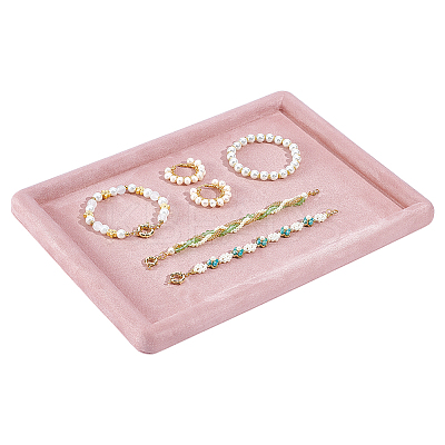 Rectangle Wood Covered with Velvet Jewelry Display Trays for Earrings Rings Necklaces Bracelets ODIS-WH0043-178B-01-1