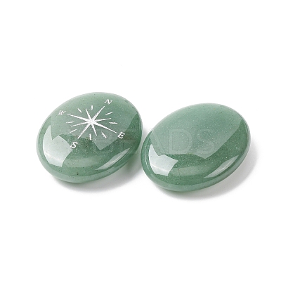 Oval Natural Green Aventurine Compass Display Decorations G-G301-02F-1