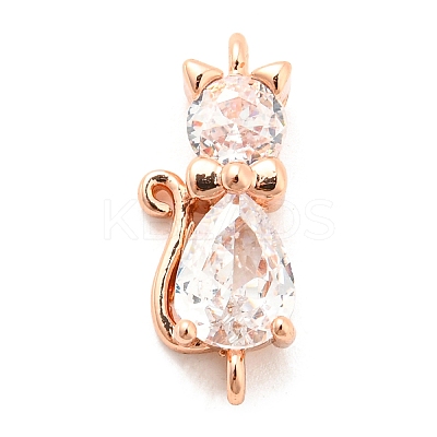 Brass Micro Pave Cubic Zirconia Kitten Links Connectors ZIRC-G157-50-1