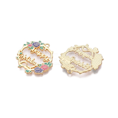 Rack Plating Alloy Enamel Pendants ENAM-N056-369KCG-02-1