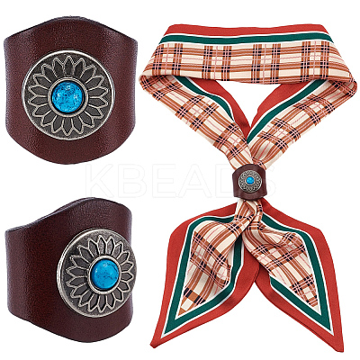 Flower Imitation Leather Scarf Clips AJEW-WH20001-16A-01-1