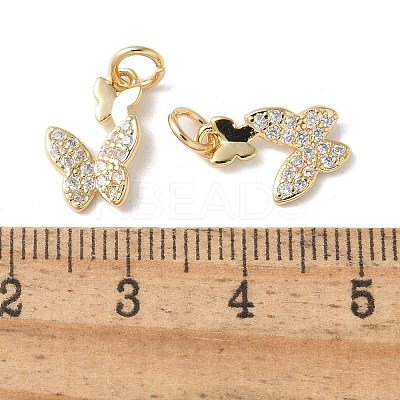 Brass Micro Pave Clear Cubic Zirconia Pendants KK-Q031-46G-03-1