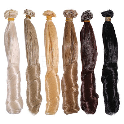 6Pcs 6 Colors High Temperature Fiber Long Wavy Roman Hairstyle Doll Wig Hair DIY-GL0005-61-1