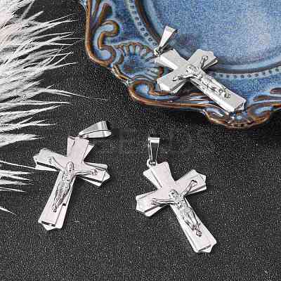 Tarnish Resistant 304 Stainless Steel Crucifix Cross Big Pendants for Easter STAS-V0493-79C-1