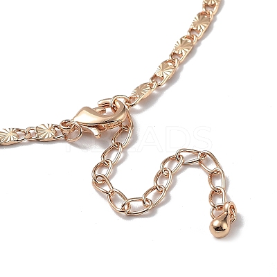 Glass Flat Round Lariat Necklace with Brass Chains NJEW-A015-16KCG-1