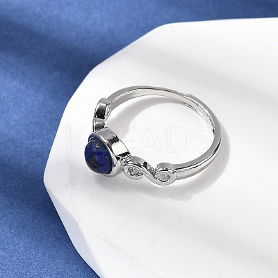 Natural Lapis Lazuli Finger Rings RJEW-A084-04P-10-1