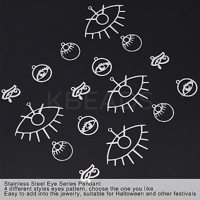16Pcs 4 Style 201 Stainless Steel Laser Cut Pendants STAS-UN0028-97-1
