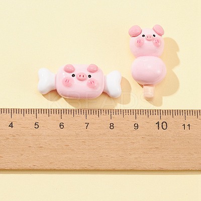 10Pcs 10 Styles Opaque Resin Cute Pig Imitation Food Decoden Cabochons CRES-FS0001-13-1