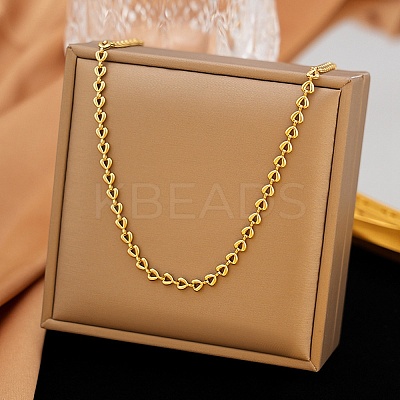 4MM 304 Stainless Steel Heart Link Chain Necklaces for Women X-NJEW-G179-06G-1