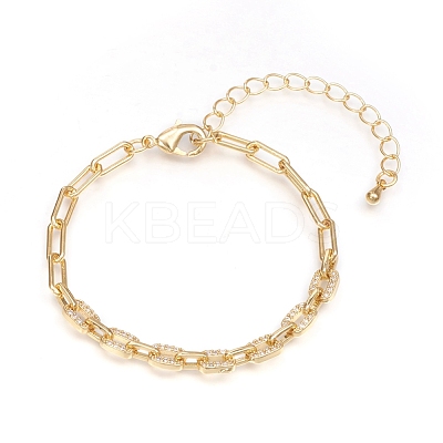 Brass Paperclip Chains Bracelets BJEW-I286-02G-1