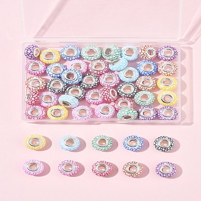 50Pcs 10 Colors Opaque Resin European Beads RESI-FS0002-19-1
