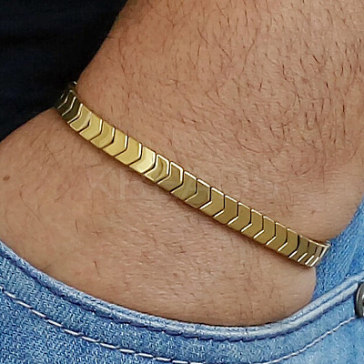 Synthetic Non-magnetic Hematite Beads Stretch Bracelets for Men RT8592-1