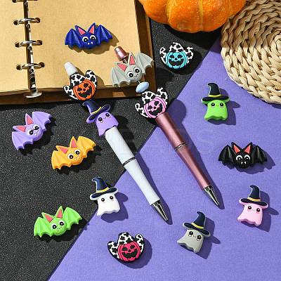 15Pcs 15 Styles Halloween Theme Silicone Focal Beads SIL-CJ0002-05-1