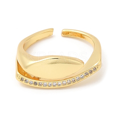 Rack Plating Brass Horse Eye Cuff Rings RJEW-D008-20G-1