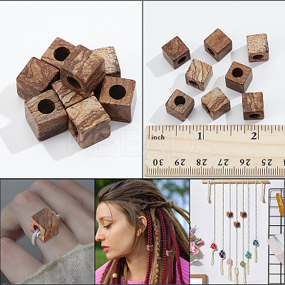 12Pcs Natural Picture Jasper European Beads G-NB0005-88D-1