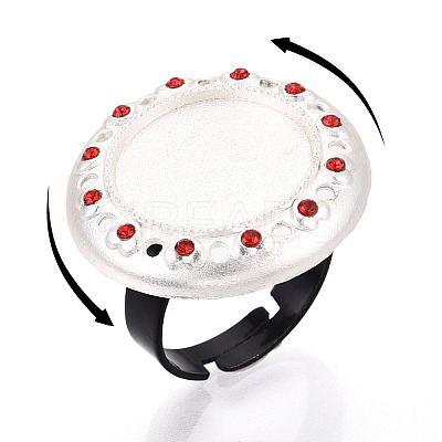 Adjustable Alloy & Iron & Rhinestone Bezel Cup Ring Base with Rotatable Tray MAK-T012-10S-1