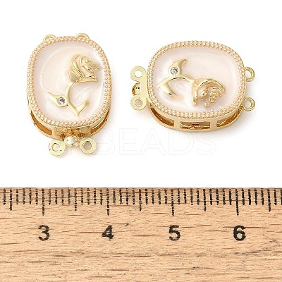 Brass Micro Pave Clear Cubic Zirconia with Enamel Box Clasps KK-G505-02G-1