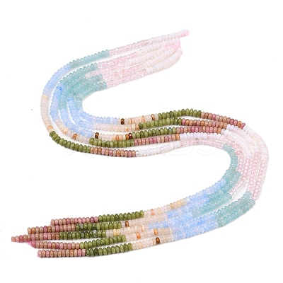 Opalite & Watermelon Stone Glass & Natural Chinese Southern Jade & Quartz Crystal & Rhodonite Beads Strands G-Z135-C01-2x4mm-1