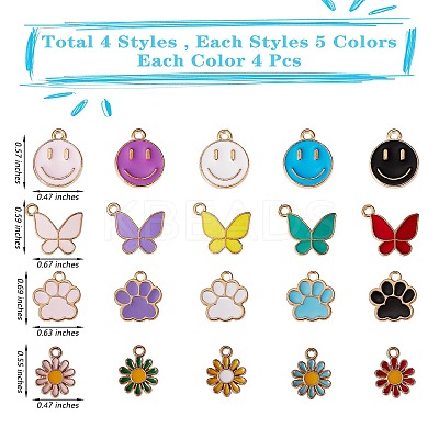 80Pcs 20 Style Alloy Enamel Pendants FIND-SZ0002-31-1